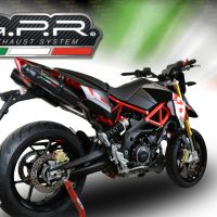 Exhaust system compatible with Aprilia Shiver 750 Gt 2007-2016, Furore Nero, Dual Homologated legal slip-on exhaust including removable db killers and link pipes 