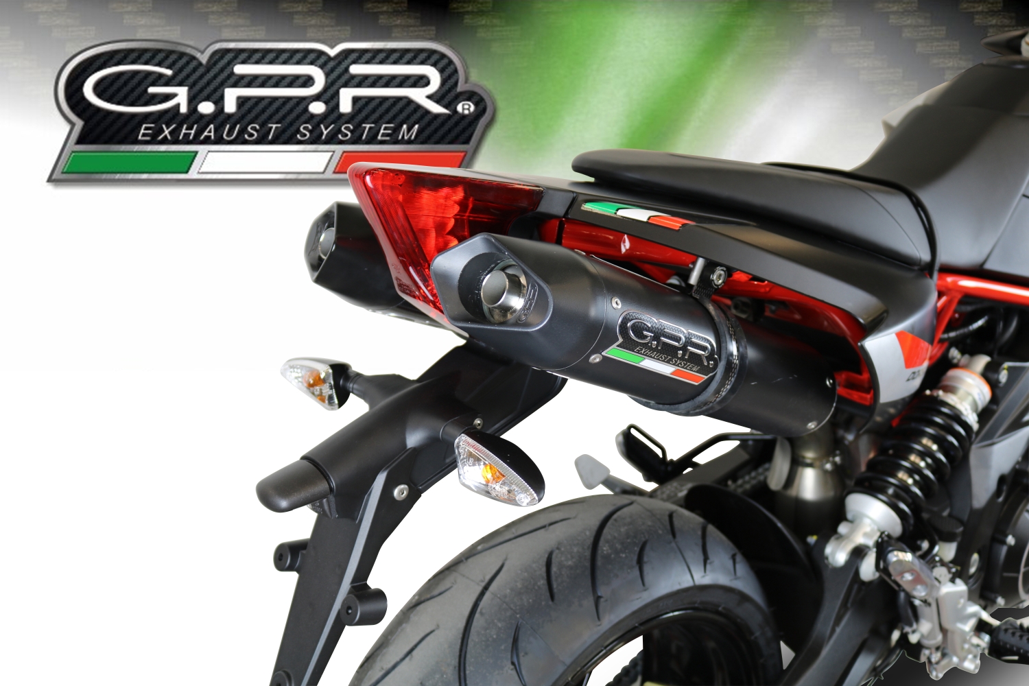 Exhaust system compatible with Aprilia Dorsoduro 750 2008-2016, Furore Nero, Dual racing slip-on exhaust including link pipes 