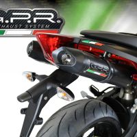 Scarico compatibile con Aprilia Dorsoduro 900 2017-2020, Furore Nero, Coppia di silenziatori di scarico racing, con raccordo, articolo senza omologazione