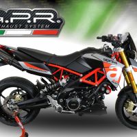 Exhaust system compatible with Aprilia Dorsoduro 750 2008-2016, Gpe Ann. Poppy, Dual Homologated legal slip-on exhaust including removable db killers and link pipes 