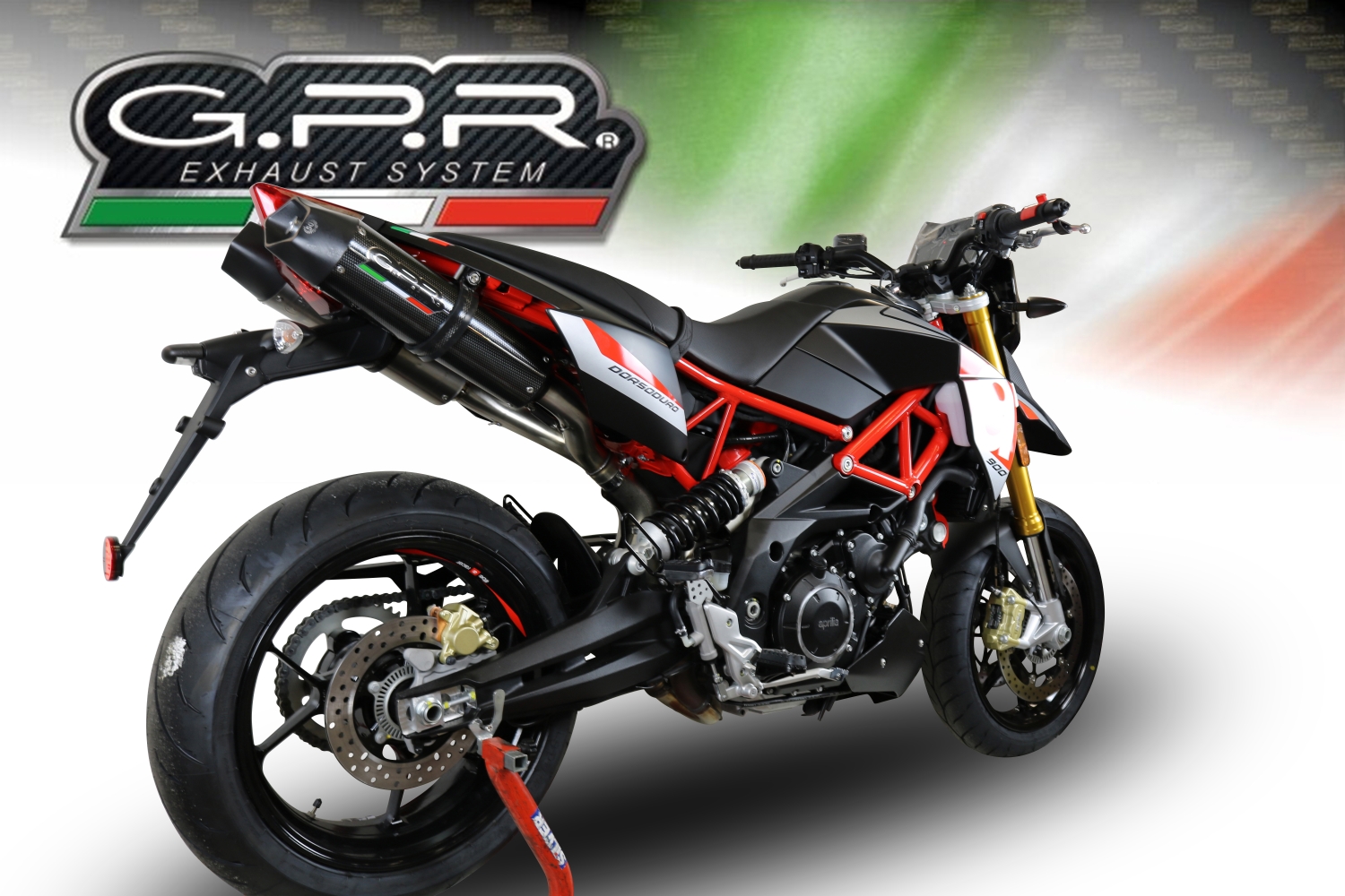 Exhaust compatible with Aprilia Dorsoduro 900 2017-2020, GP Evo4 Poppy, Dual Homologated legal slip-on exhaust including removable db killers and link pipes 