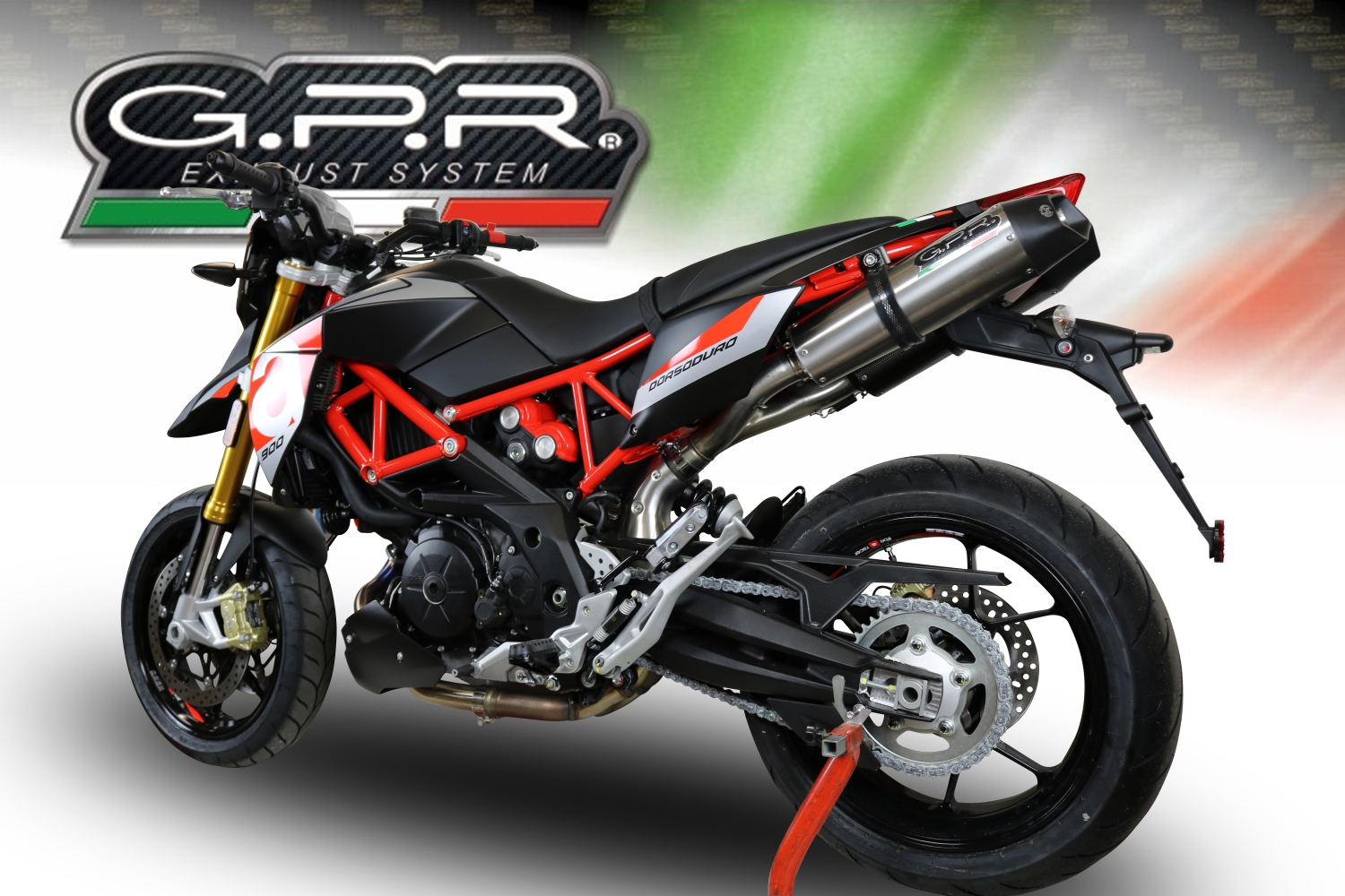 Scarico compatibile con Aprilia Dorsoduro 750 2008-2016, Gpe Ann. titanium, Coppia di terminali di scarico omologati, forniti con db killer removibili e raccordi specifici