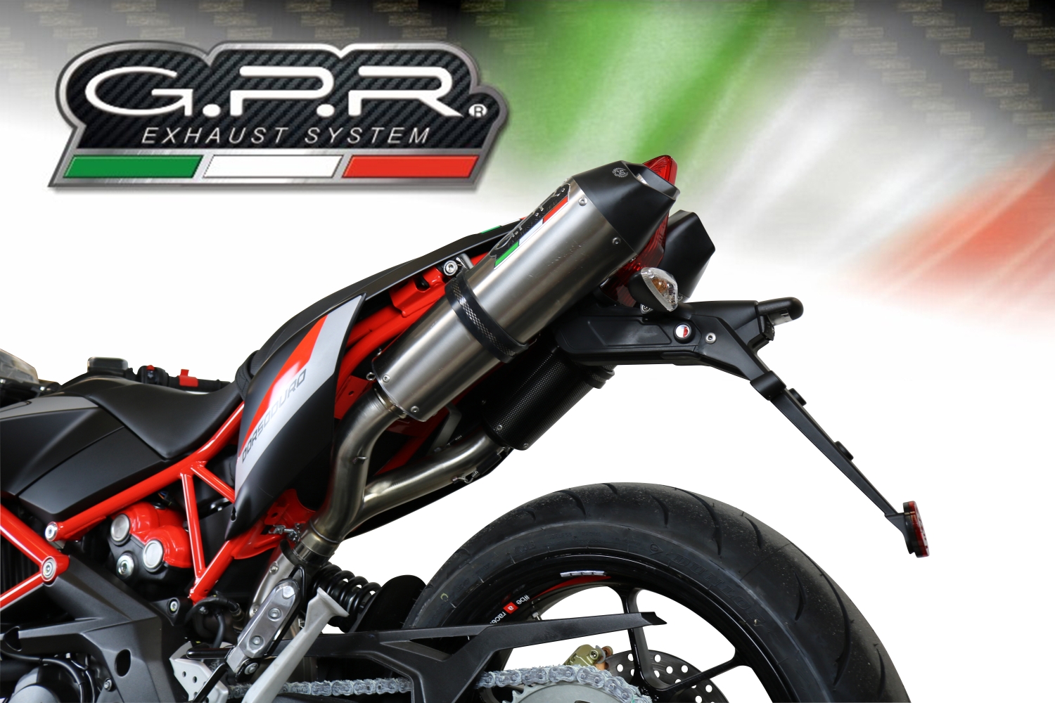 Exhaust system compatible with Aprilia Shiver 900 2017-2020, Gpe Ann. titanium, Dual racing slip-on exhaust including link pipes 