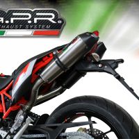 Exhaust system compatible with Aprilia Dorsoduro 750 2008-2016, Gpe Ann. titanium, Dual Homologated legal slip-on exhaust including removable db killers and link pipes 