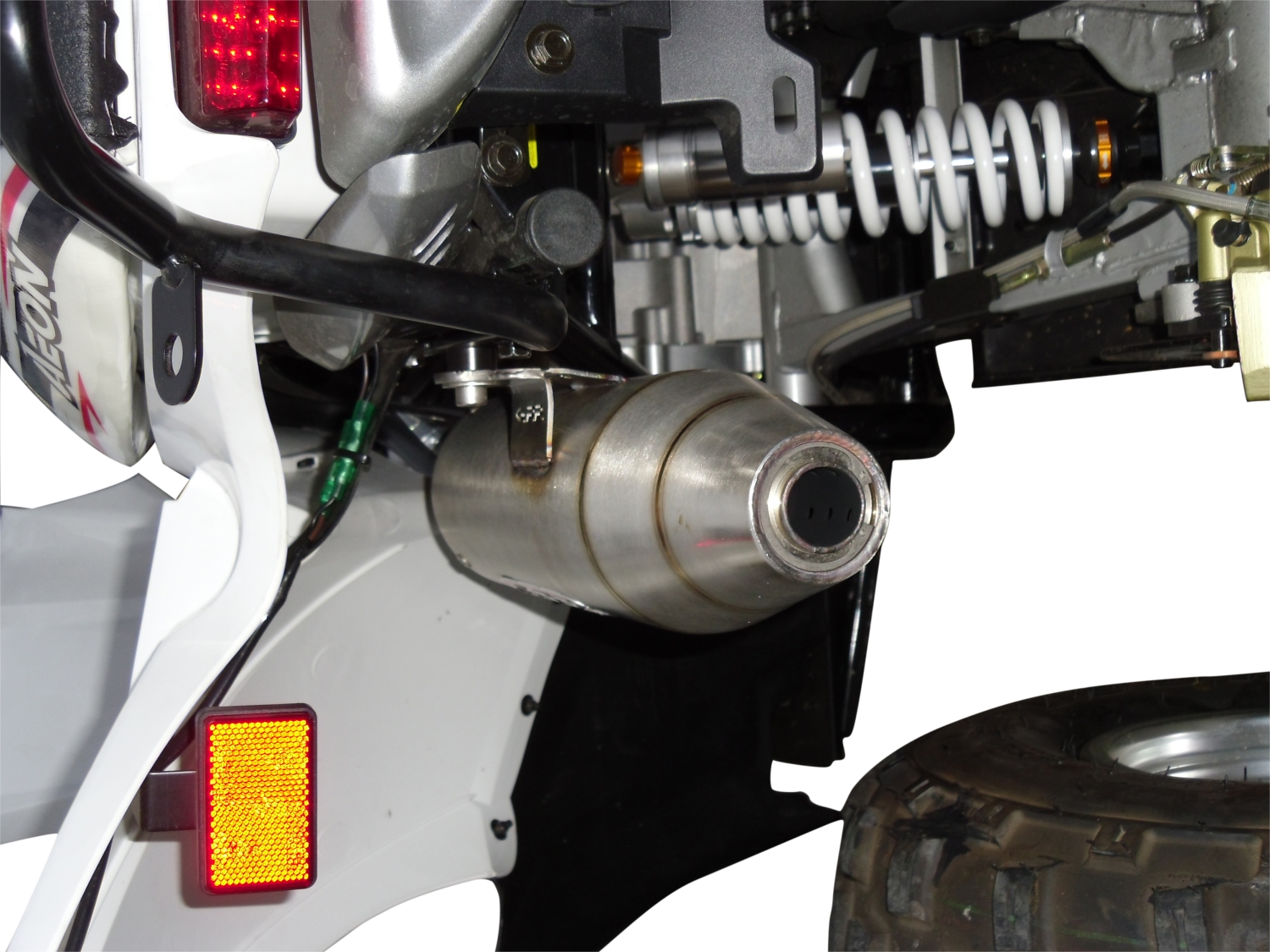 Exhaust system compatible with Aeon Cobra 400 2010-2021, Deeptone Atv, Homologated legal full system exhaust, including removable db killer 