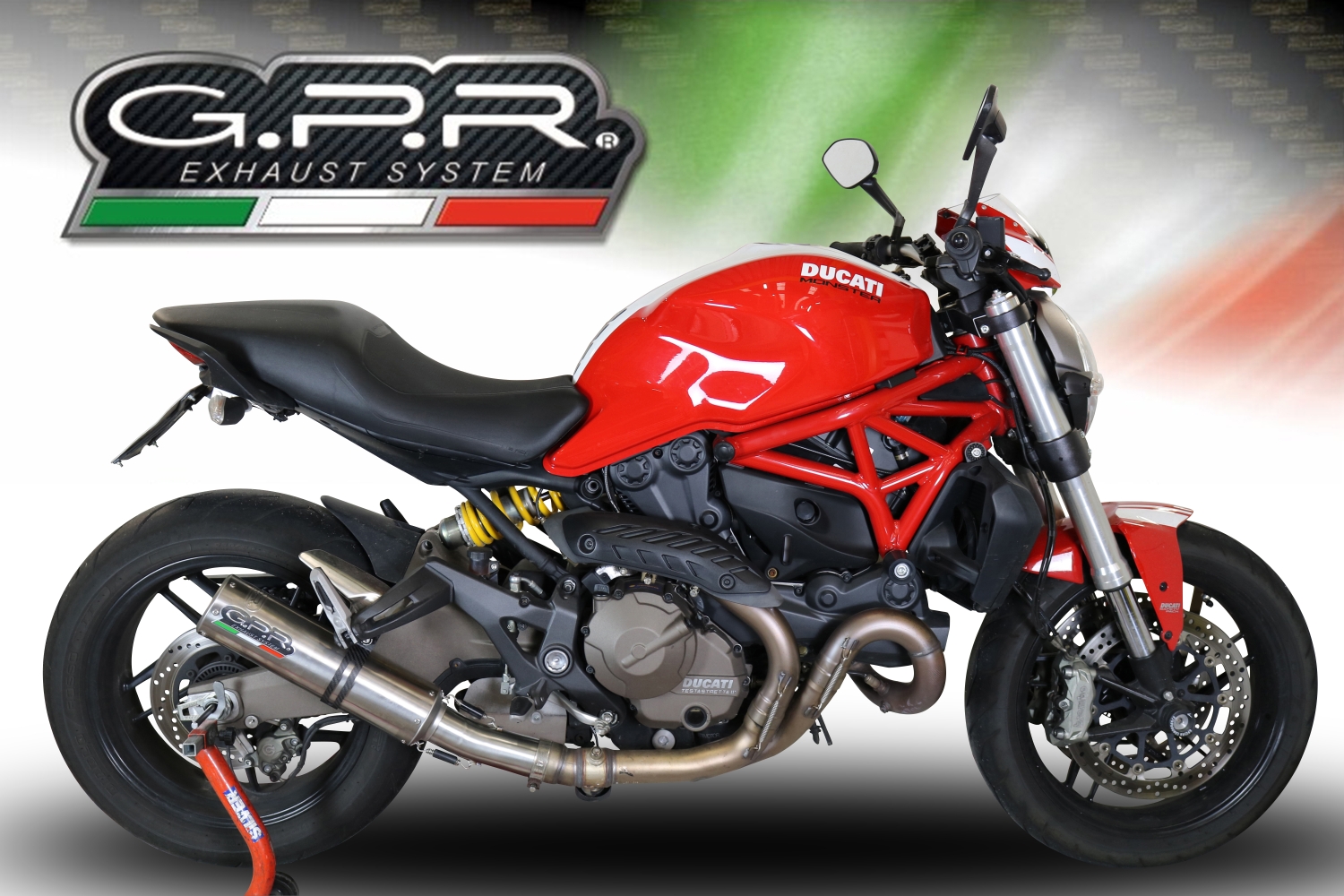 Exhaust compatible with Ducati Monster 1200 S -R 2017-2021, M3 Titanium Natural, Homologated legal slip-on exhaust including removable db killer, link pipe and catalyst 