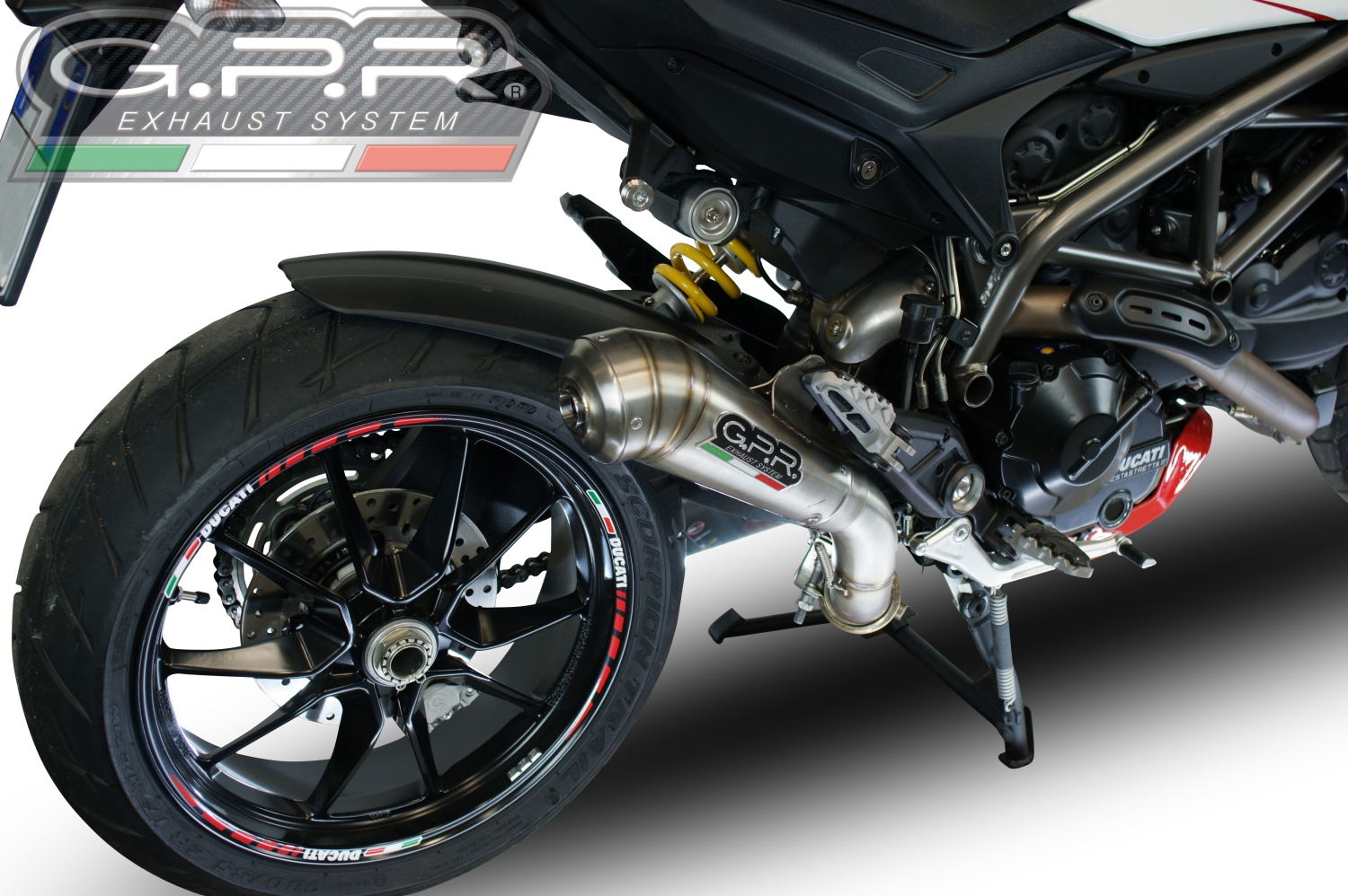 Exhaust compatible with Ducati Hyperstrada -Hypermotard 939 EURO 4 2016-2019, Powercone Evo, Homologated legal slip-on exhaust including removable db killer, link pipe and catalyst 