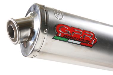 Exhaust system compatible with Hyosung Comet 125 GT - R 2003-2014, Inox Tondo / Round, Homologated legal bolt-on silencer including removable db killer 