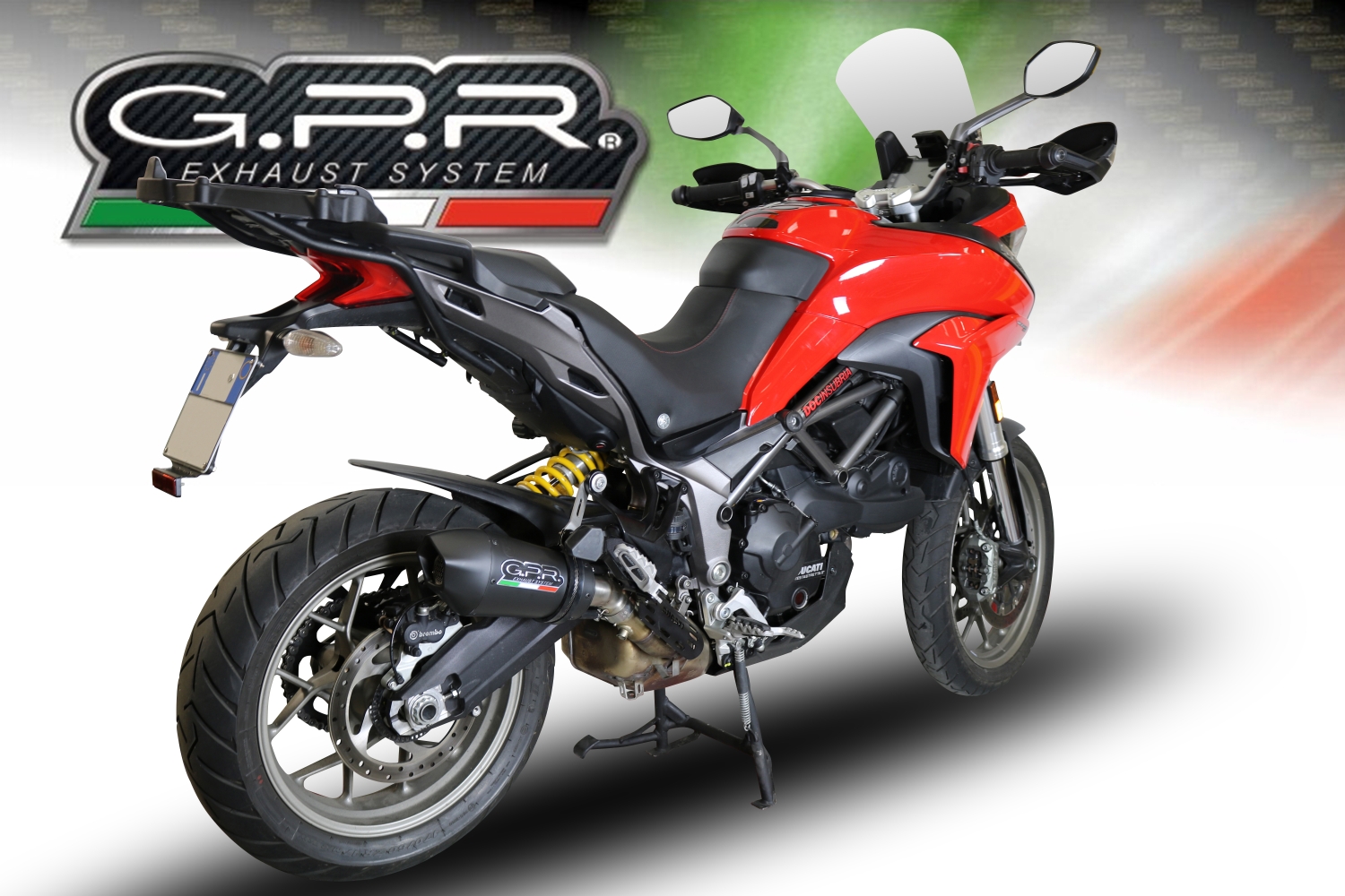 Exhaust compatible with Ducati Multistrada 950 V2 S 2021-2024, GP Evo4 Black Titanium, Homologated legal slip-on exhaust including removable db killer and link pipe 