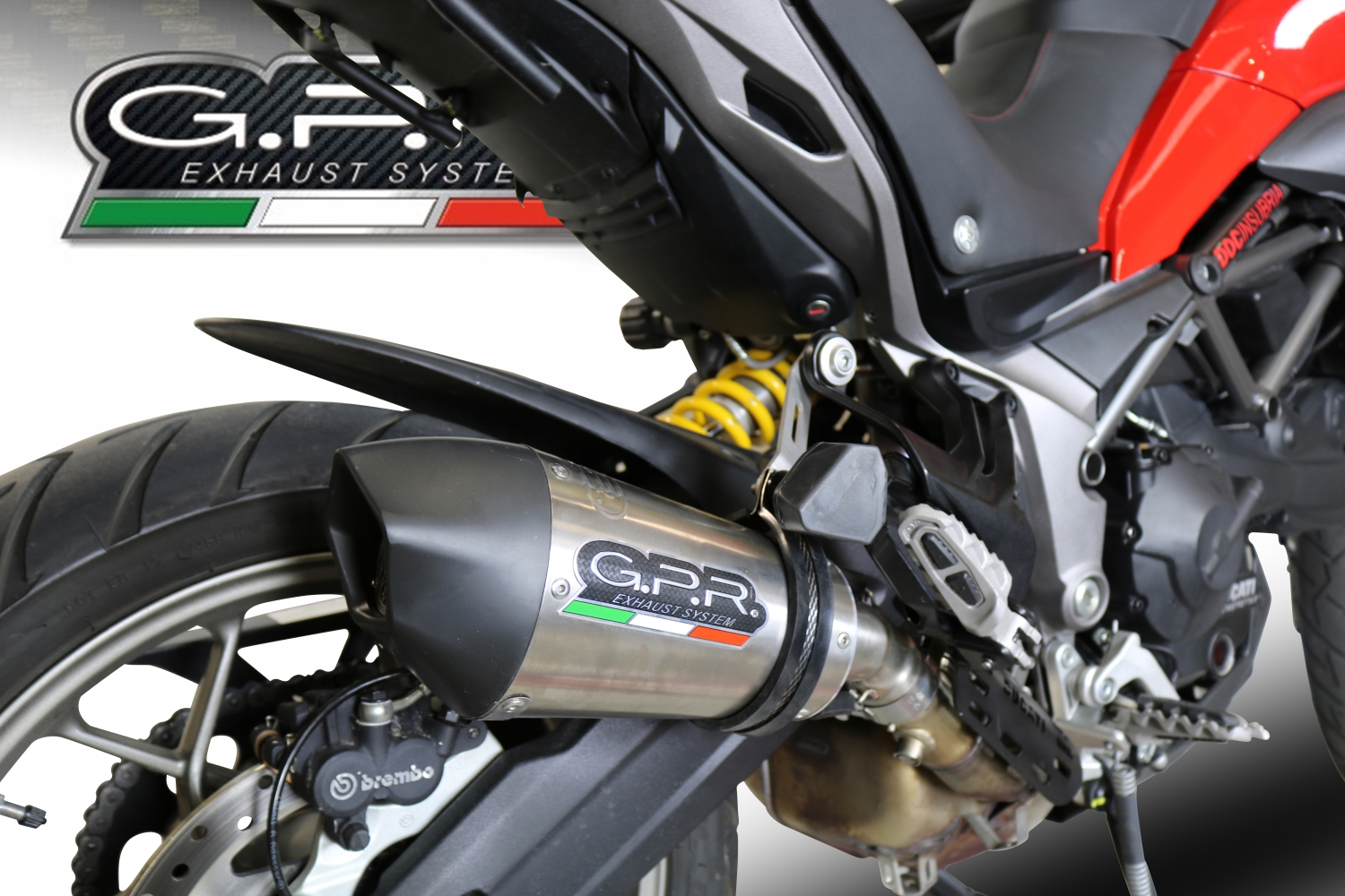 Exhaust system compatible with Ducati Multistrada 950 V2 S 2021-2024, GP Evo4 Titanium, Homologated legal slip-on exhaust including removable db killer and link pipe 