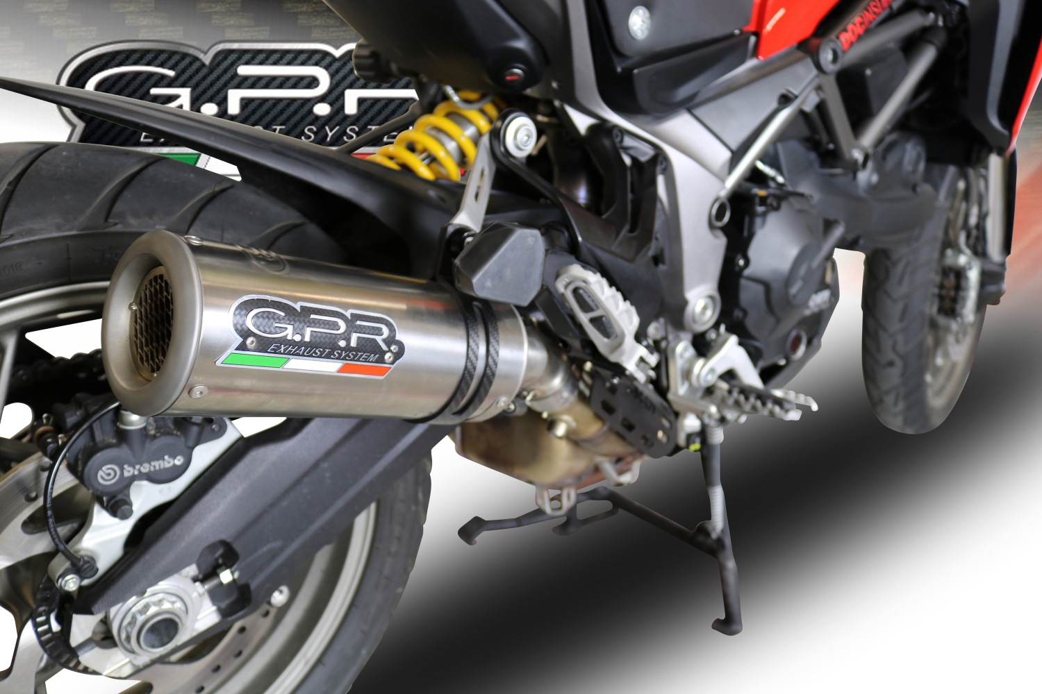 Exhaust compatible with Ducati Multistrada 950 2021-2024, M3 Titanium Natural, Homologated legal slip-on exhaust including removable db killer and link pipe 
