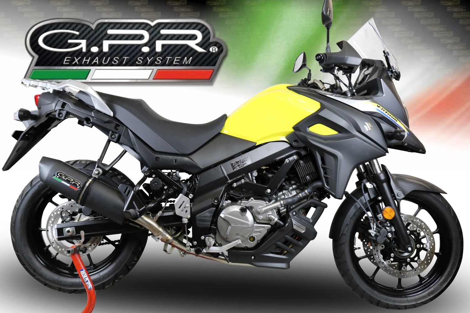Exhaust system compatible with Suzuki V-Strom DL650 2017-2020, Furore Evo4 Poppy, Homologated legal Mid-full system exhaust, including removable db killer and catalyst 