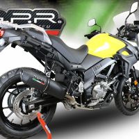 Scarico compatibile con Suzuki V-Strom 650 2021-2025, Furore Evo4 Nero, Scarico semi completo, omologato per mercati extracee, fornito con db killer estraibile e collettore specifico