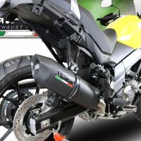 Scarico compatibile con Suzuki V-Strom 650 2021-2024, Furore Evo4 Nero, Scarico semi-completo omologato,fornito con db killer estraibile,catalizzatore e collettore