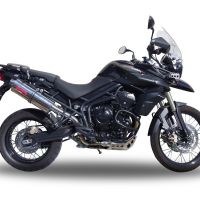 Scarico compatibile con Triumph Tiger 800 - Xr - Xc - Xrx - Xcx - Xrt - Xca 2011-2016, Trioval, Scarico omologato, silenziatore con db killer estraibile e raccordo specifico