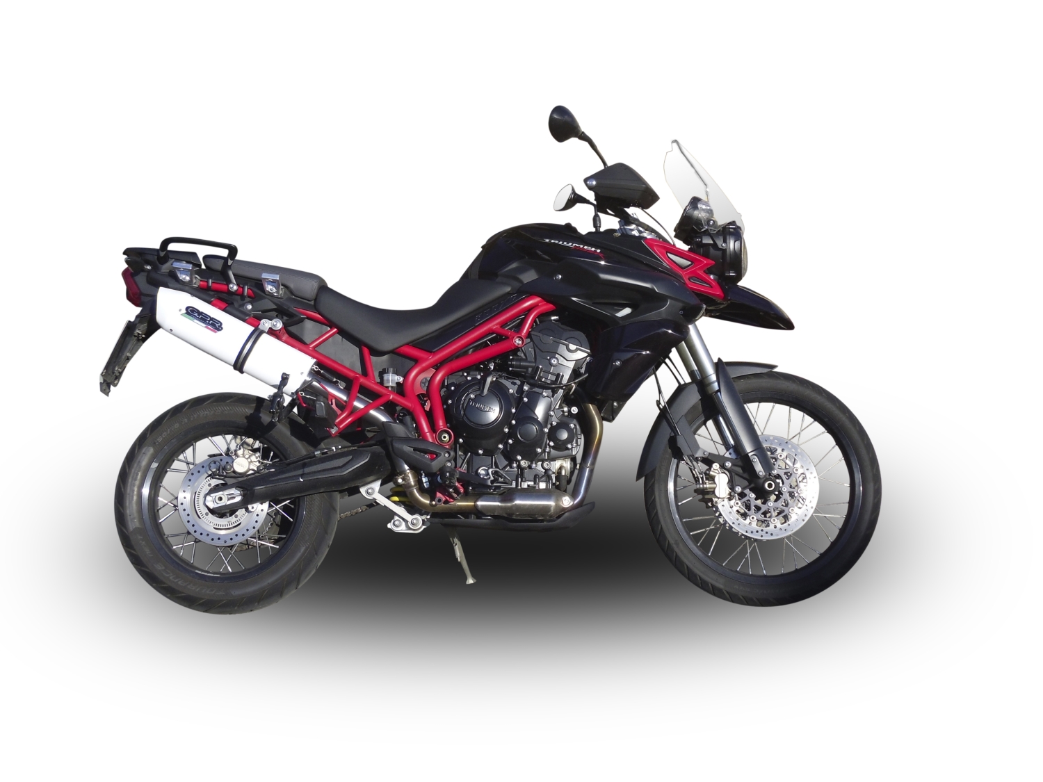 Scarico compatibile con Triumph Tiger 800 - Xr - Xc - Xrx - Xcx - Xrt - Xca 2017-2021, Albus Evo4, Scarico omologato, silenziatore con db killer estraibile e raccordo specifico
