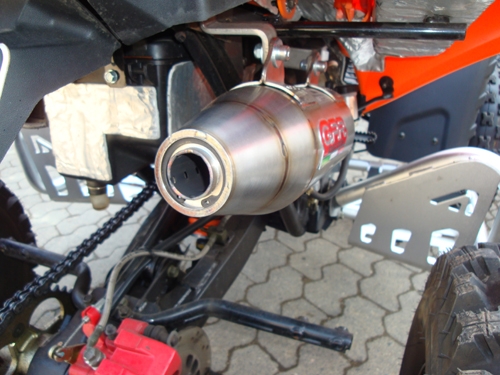Exhaust system compatible with Adly 500 Hurricane S 2005-2021, Deeptone Atv, Homologated legal slip-on exhaust including removable db killer and link pipe 