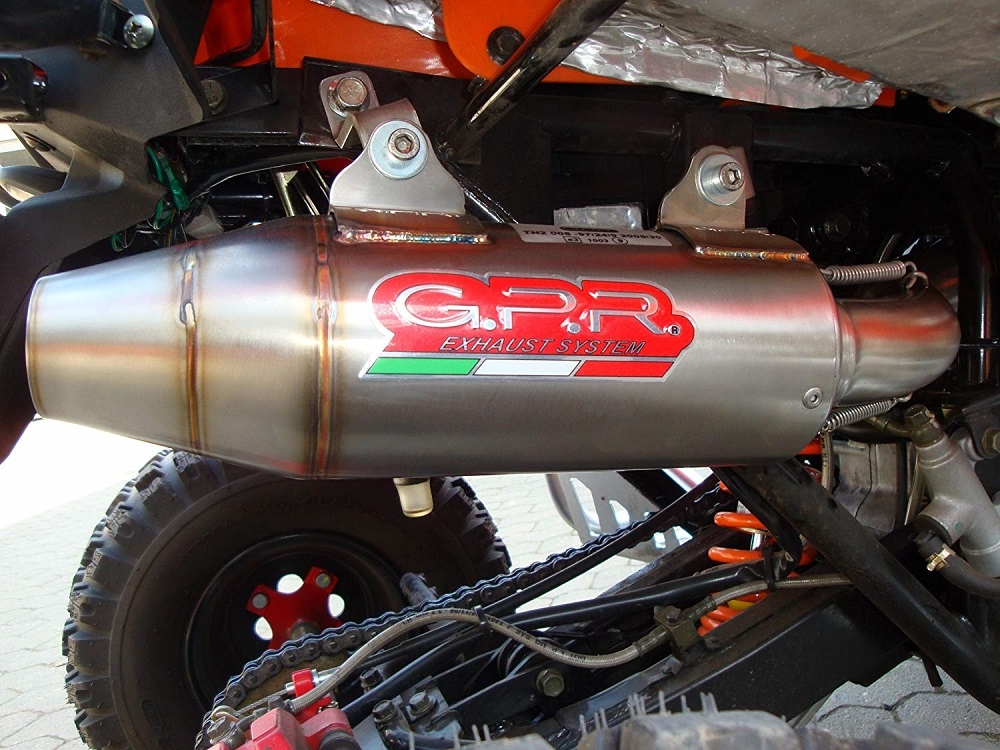 Scarico compatibile con Adly 500 Hurricane S 2005-2021, Deeptone Atv, Scarico omologato, silenziatore con db killer estraibile e raccordo specifico