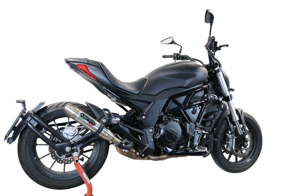 Scarico compatibile con Benelli 502 C 2021-2024, Deeptone Inox, Scarico omologato, silenziatore con db killer estraibile e raccordo specifico