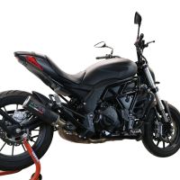 Scarico compatibile con Benelli 502 C 2019-2020, M3 Black Titanium, Scarico omologato, silenziatore con db killer estraibile e raccordo specifico