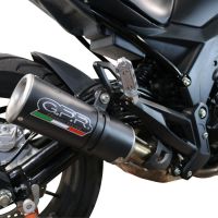 Exhaust system compatible with Benelli 502 C 2021-2024, M3 Black Titanium, Homologated legal slip-on exhaust including removable db killer and link pipe 
