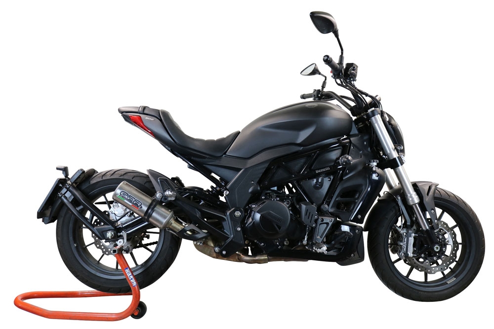 Scarico compatibile con Benelli 502 C 2019-2020, M3 Inox , Scarico omologato, silenziatore con db killer estraibile e raccordo specifico