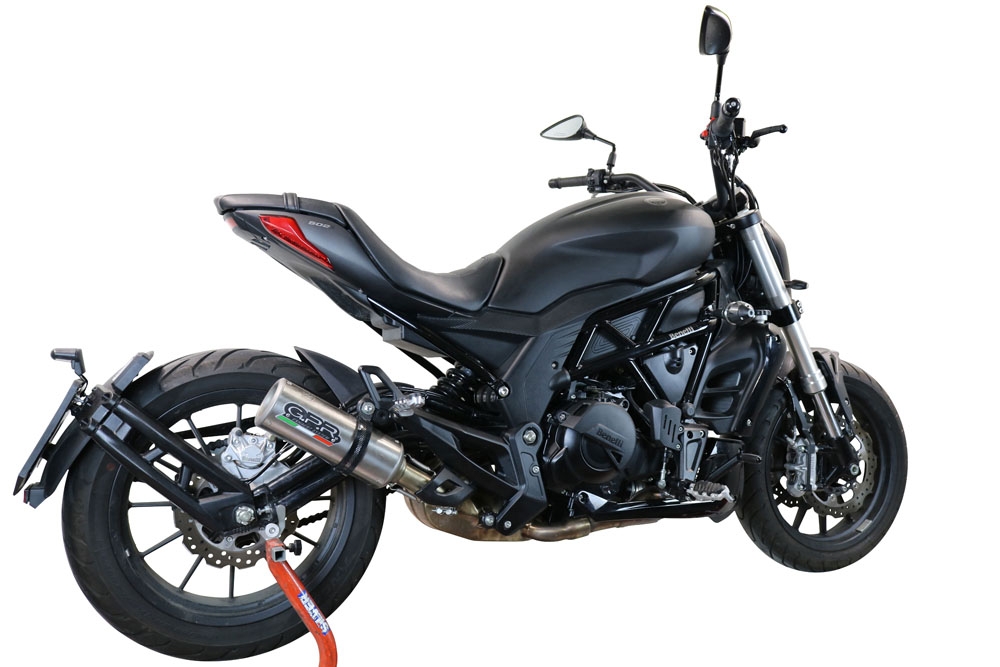 Scarico compatibile con Benelli 502 C 2019-2020, M3 Inox , Scarico omologato, silenziatore con db killer estraibile e raccordo specifico