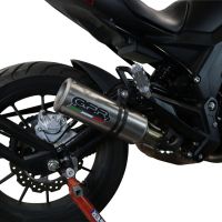 Exhaust system compatible with Benelli 502 C 2019-2020, M3 Titanium Natural, Homologated legal slip-on exhaust including removable db killer and link pipe 