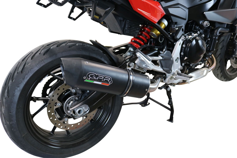 Scarico compatibile con Bmw F 900 XR-R 2020-2025, Furore Evo4 Nero, Scarico omologato, silenziatore con db killer estraibile e raccordo specifico