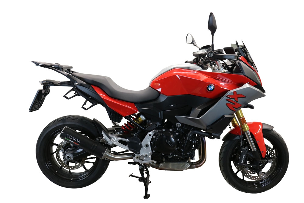 Scarico compatibile con Bmw F 900 XR-R 2020-2025, M3 Black Titanium, Scarico omologato, silenziatore con db killer estraibile e raccordo specifico
