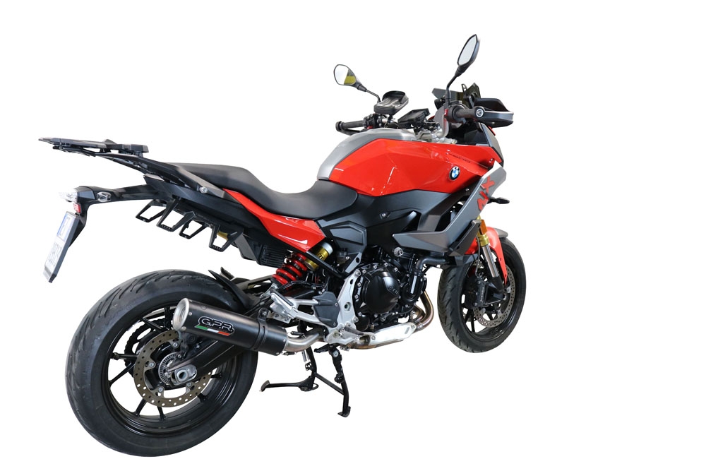 Scarico compatibile con Bmw F 900 XR-R 2020-2025, M3 Black Titanium, Scarico omologato, silenziatore con db killer estraibile e raccordo specifico