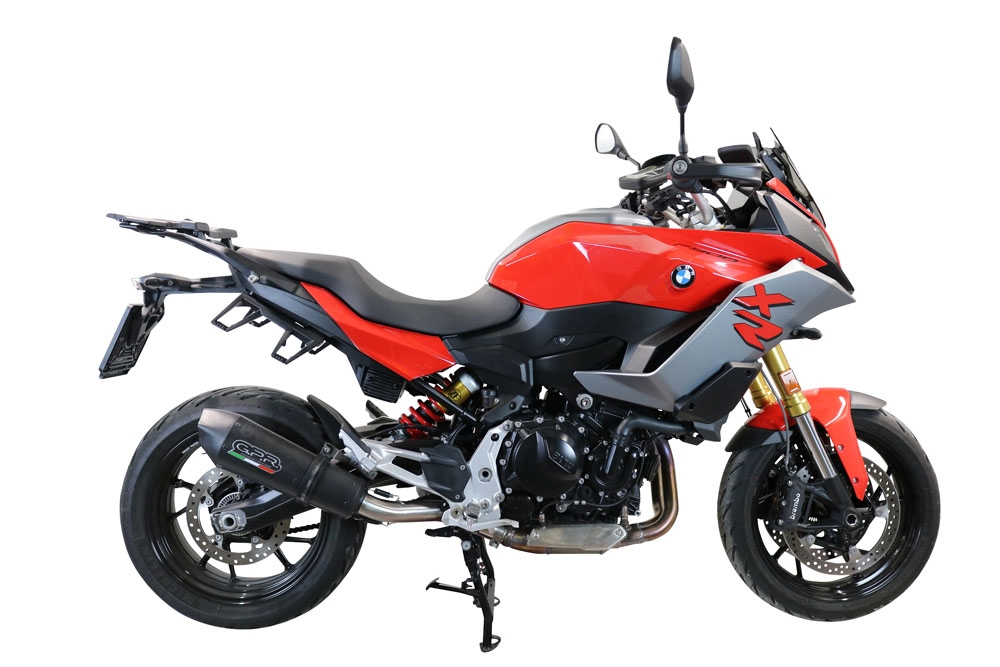 Scarico compatibile con Bmw F 900 XR-R 2020-2025, GP Evo4 Black Titanium, Scarico omologato, silenziatore con db killer estraibile e raccordo specifico