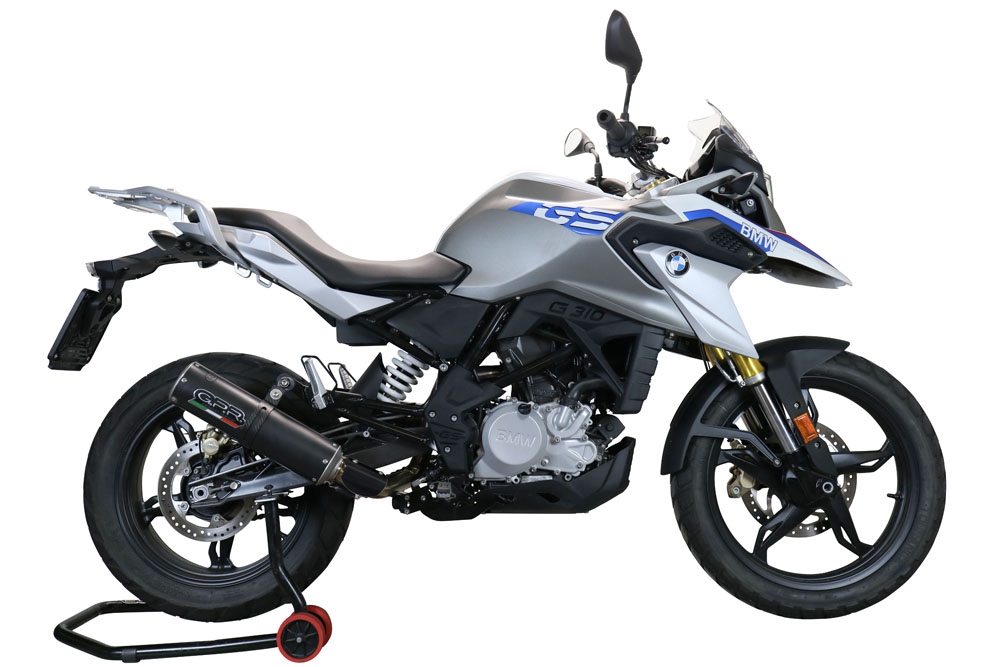 Scarico compatibile con Bmw G 310 Gs 2017-2021, M3 Black Titanium, Scarico completo omologato,fornito con db killer estraibile,catalizzatore e collettore