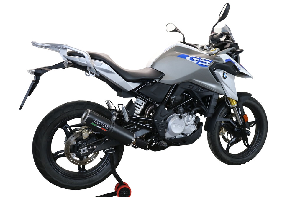 Scarico compatibile con Bmw G 310 Gs 2017-2021, M3 Black Titanium, Scarico completo omologato,fornito con db killer estraibile,catalizzatore e collettore