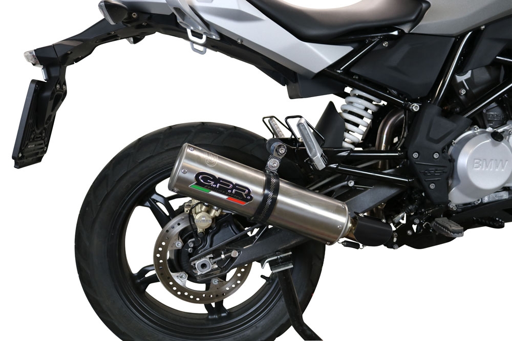 Exhaust system compatible with Bmw G 310 Gs 2017-2021, M3 Titanium Natural, Homologated legal full system exhaust, including removable db killer and catalyst 