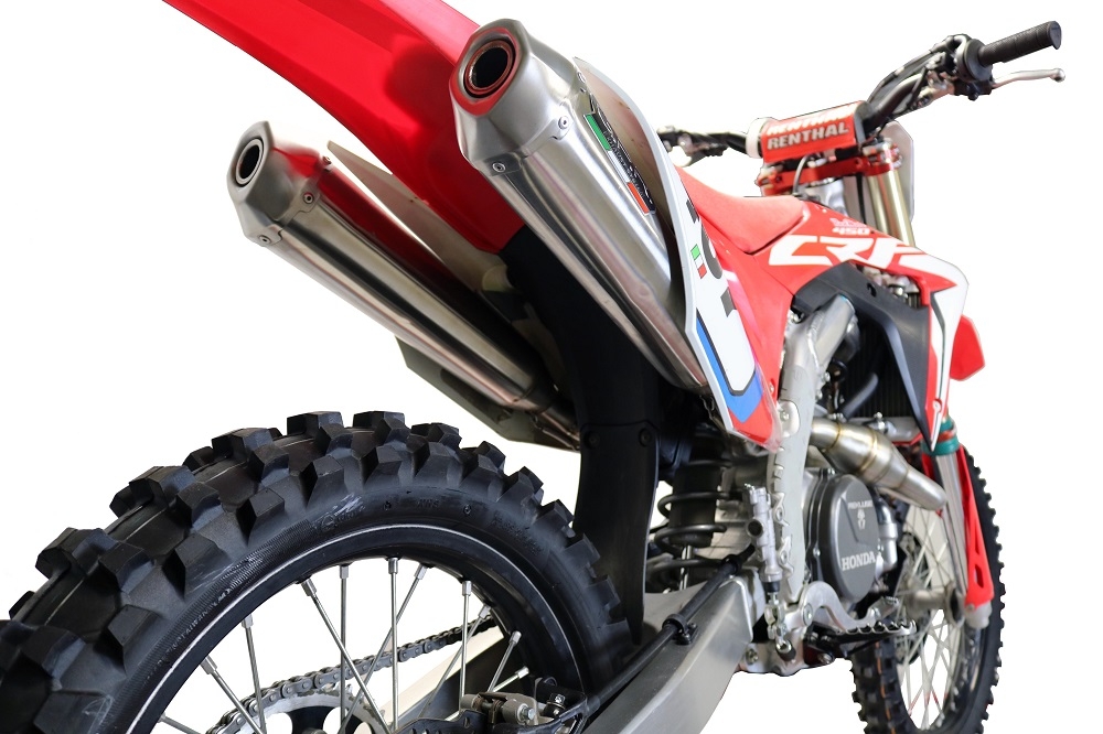 Exhaust compatible with Honda Crf 450 R-RX 2017-2019, Pentacross Full Titanium, Racing full system exhaust, including dual silencers, removable db killers/spark arrestors 