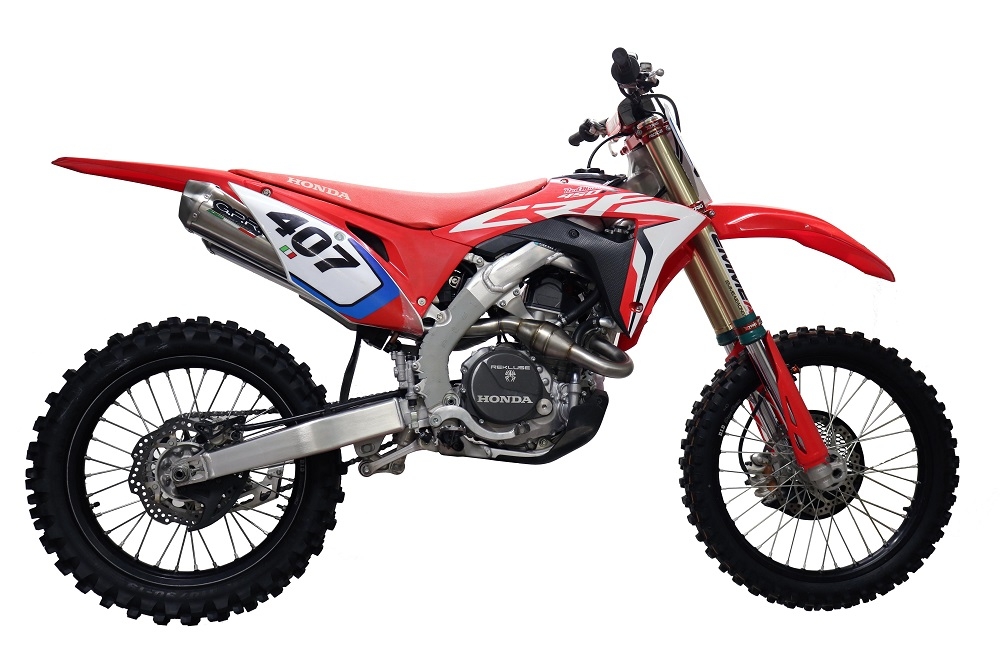 Exhaust system compatible with Honda Crf 450 R/RX 2020-2020, Pentacross Inox, Racing full system exhaust, including dual silencers, removable db killers/spark arrestors 