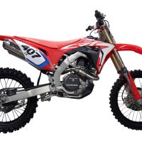 Scarico compatibile con Honda Crf 450 RWE 2019-2019, Pentacross Full Titanium, Impianto completo racing, doppio terminale con db killer estraibile