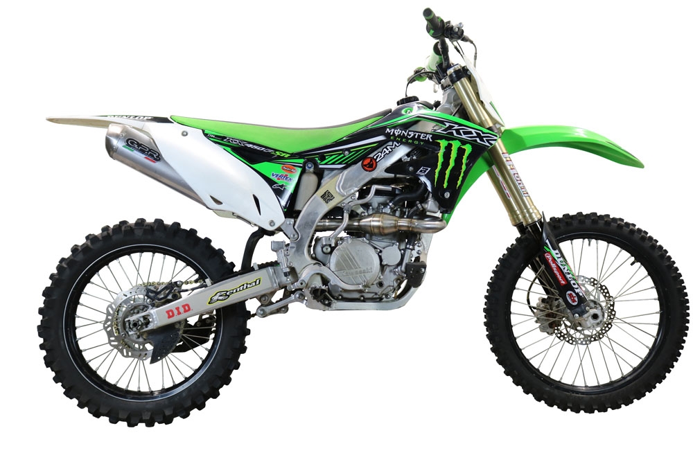 Scarico compatibile con Kawasaki Kx 450 F 2012-2015, Pentacross Inox, Scarico completo racing, fornito con db killer estraibile e collettore, non legale per uso stradale