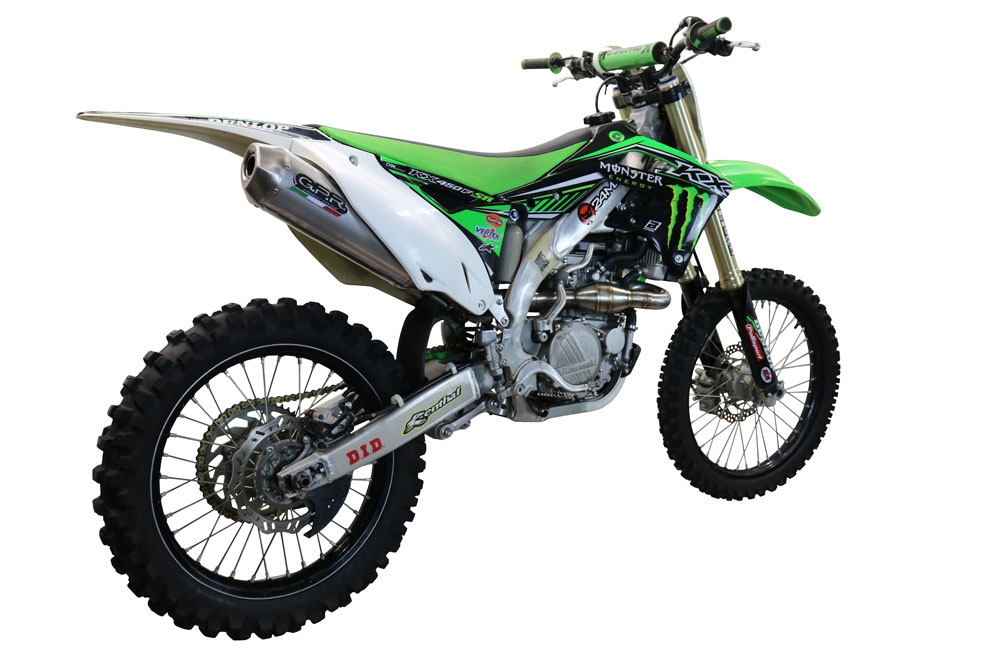 Scarico compatibile con Kawasaki Kx 450 F 2012-2015, Pentacross Inox, Scarico completo racing, fornito con db killer estraibile e collettore, non legale per uso stradale
