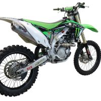 Scarico compatibile con Kawasaki Kx 450 F 2012-2015, Pentacross Titanium, Scarico completo racing, fornito con db killer estraibile e collettore, non legale per uso stradale