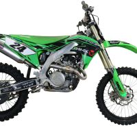 Scarico compatibile con Kawasaki Kx 450 X 2021-2023, Pentacross Inox, Scarico completo racing, fornito con db killer estraibile e collettore, non legale per uso stradale