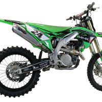 Scarico compatibile con Kawasaki Kx 450 X 2021-2023, Pentacross Inox, Scarico completo racing, fornito con db killer estraibile e collettore, non legale per uso stradale