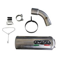 Exhaust system compatible with Ktm Adventure 390 2021-2024, M3 Titanium Natural, Homologated legal slip-on exhaust including removable db killer and link pipe 