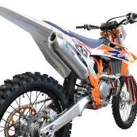 Scarico compatibile con Husqvarna FX 450 2023-2025, Pentacross Inox, Scarico completo racing, fornito con db killer estraibile e collettore, non legale per uso stradale