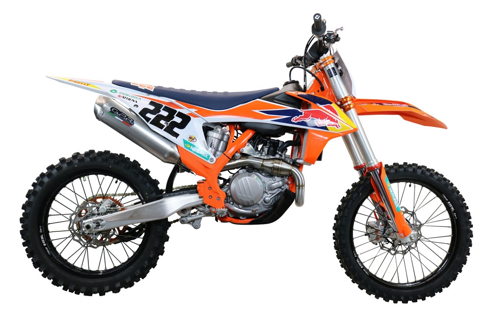 Scarico compatibile con Ktm SX-F Factory Edition 450 2018-2021, Pentacross FULL Titanium, Scarico completo racing, fornito con db killer estraibile e collettore, non legale per uso stradale