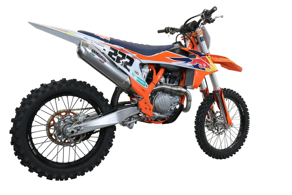 Scarico compatibile con Ktm SX-F Factory Edition 450 2018-2021, Pentacross FULL Titanium, Scarico completo racing, fornito con db killer estraibile e collettore, non legale per uso stradale