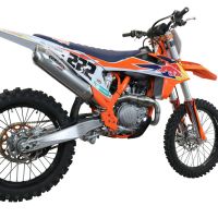 Scarico compatibile con Ktm SX-F Factory Edition 450 2018-2021, Pentacross FULL Titanium, Scarico completo racing, fornito con db killer estraibile e collettore, non legale per uso stradale