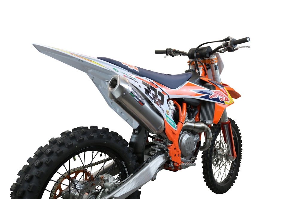 Scarico compatibile con Ktm SX-F Factory Edition 450 2018-2021, Pentacross FULL Titanium, Scarico completo racing, fornito con db killer estraibile e collettore, non legale per uso stradale