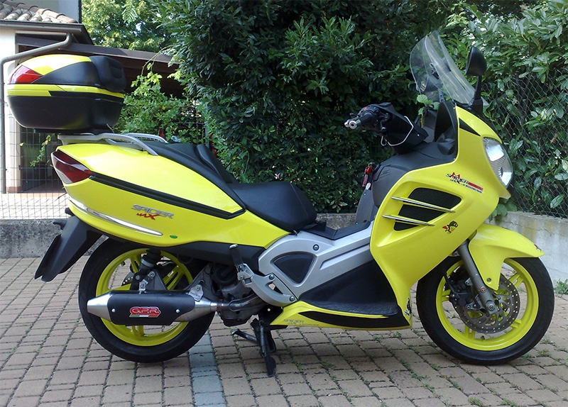 Exhaust compatible with Malaguti Spidermax 500 GT 2004-2011, Power Bomb, Homologated legal slip-on exhaust including removable db killer and link pipe 